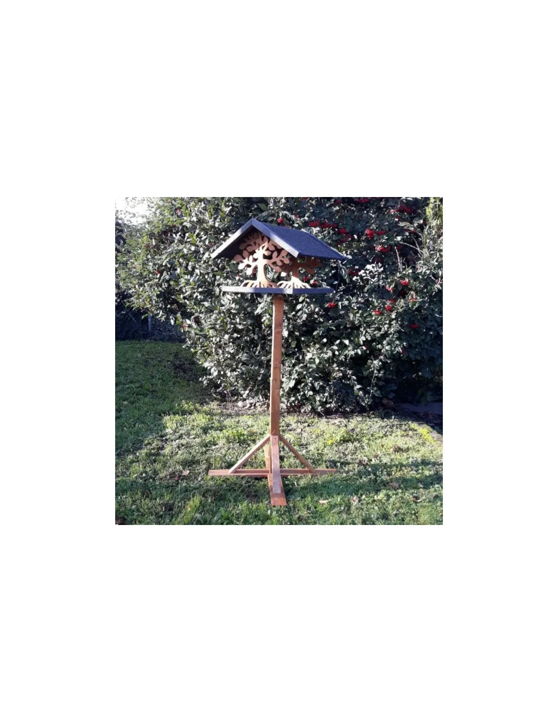 Mangeoire à oiseaux avec pied en épicéa massif FSC nichoir oiseau