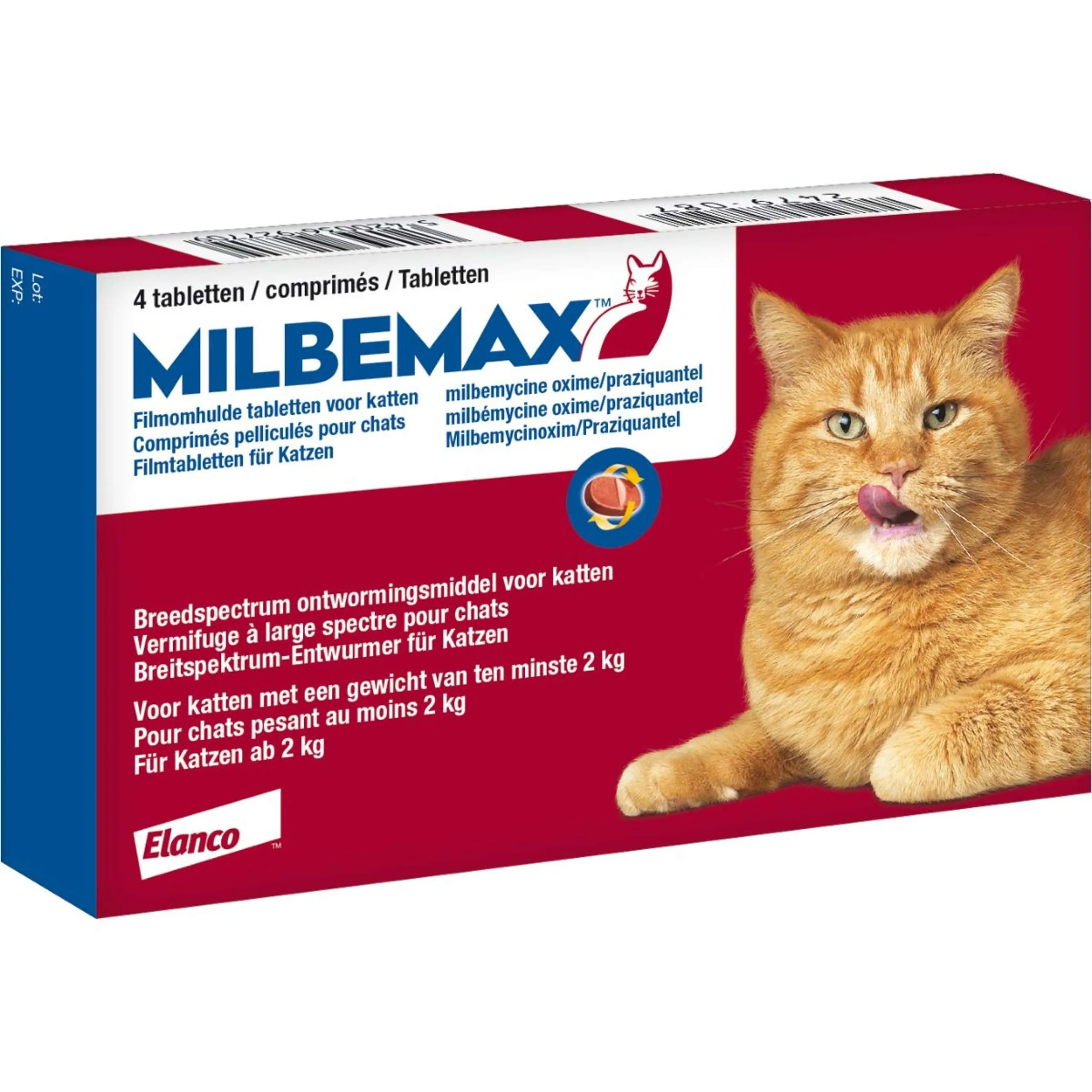 Milbemax Comprimé Vermifuge Appétant pour Chat 2-12kg 4tabl