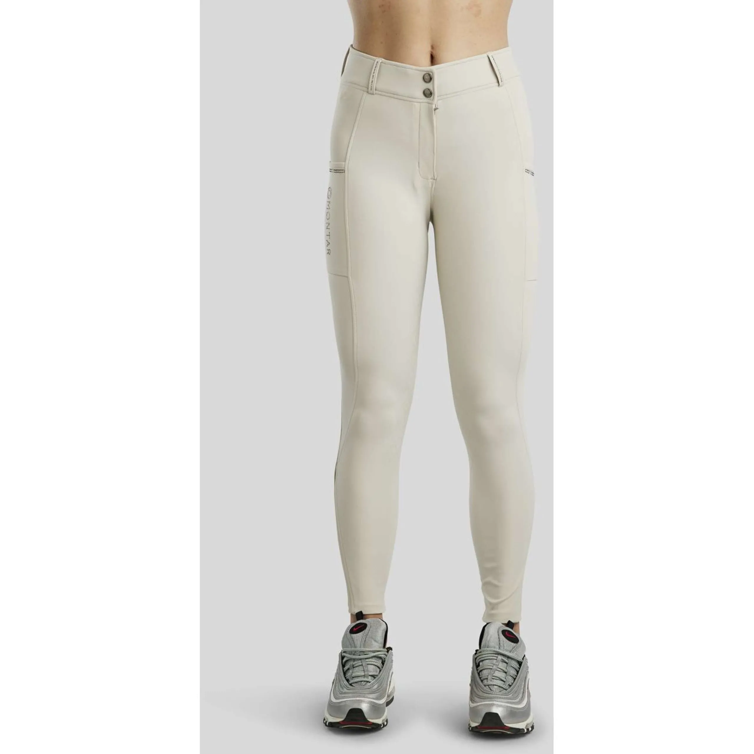 Montar Pantalon d'Équitation MoMaggie Full Grip Gris Argent