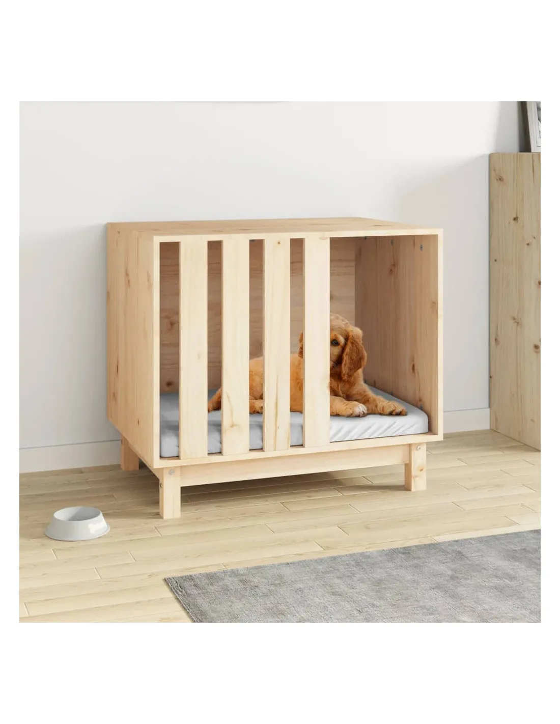 Niche d'Intérieure En Bois De Pin 70x50x62 cm Pour Chien