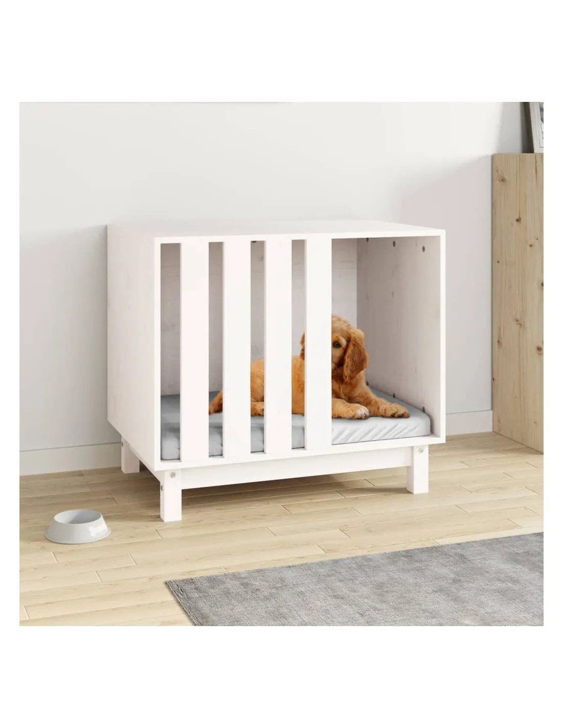 Niche d'Intérieure Pour Chien En Bois Blanc 70x50x62 cm