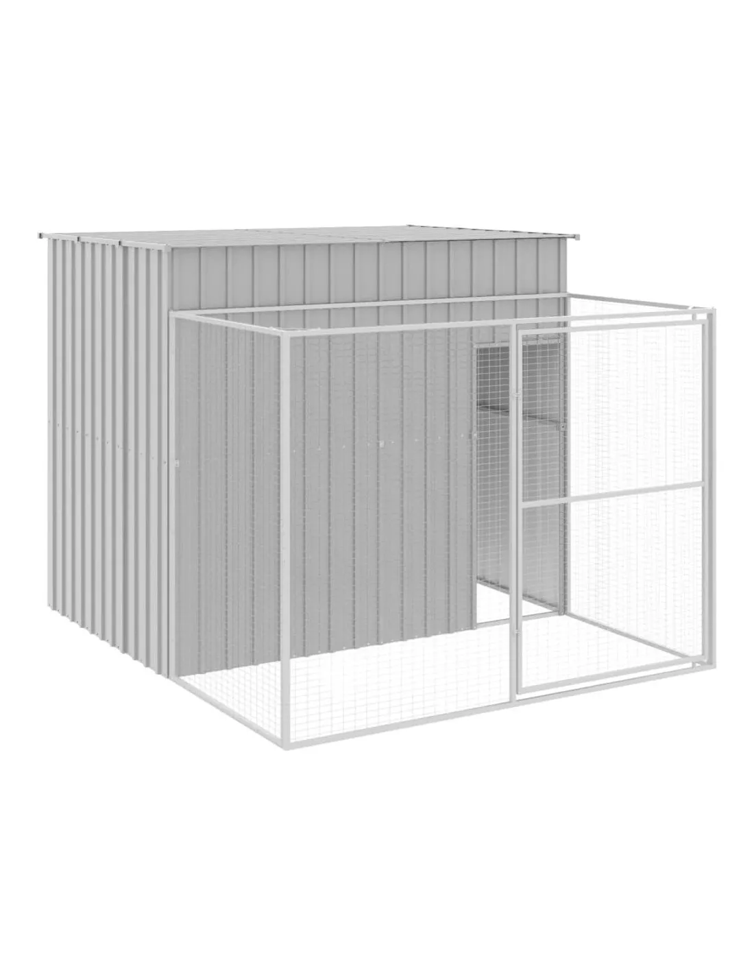 Niche en Métal pour Chien Avec Enclos Gris Clair 214 x 253 x 181 cm