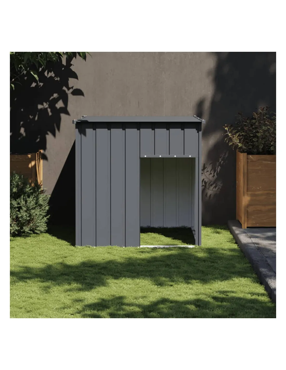 Niche en Métal pour Chien Avec Toit Anthracite 110x103x109 cm