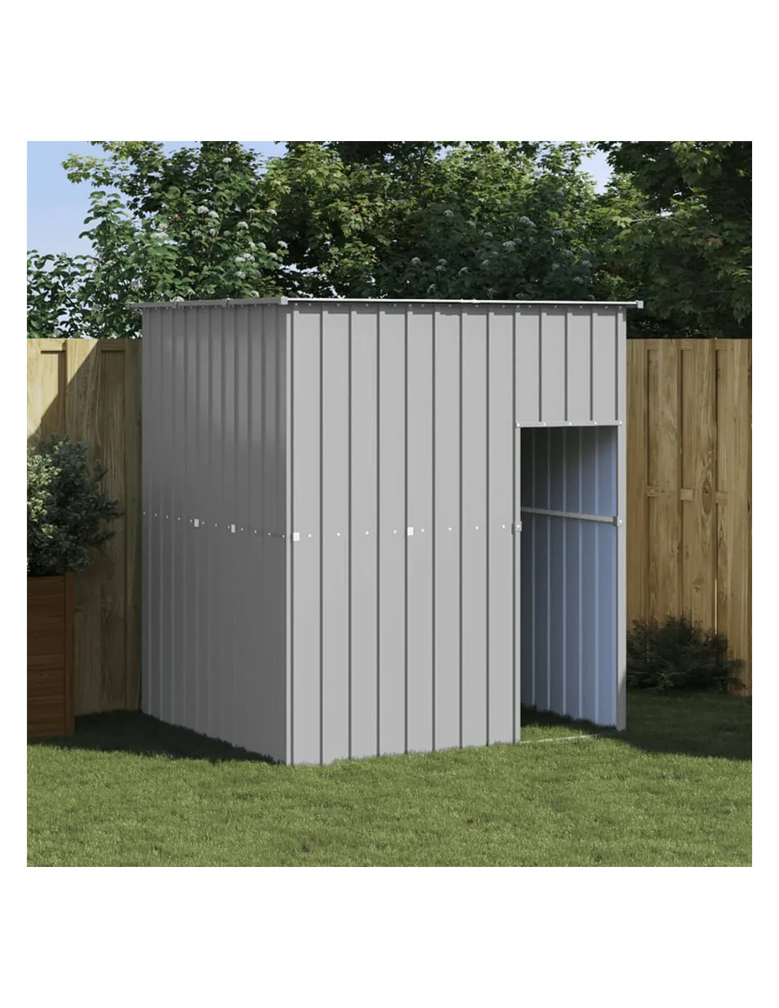 Niche en Métal Pour Chien Avec Toit Gris Clair Acier Galvanisé