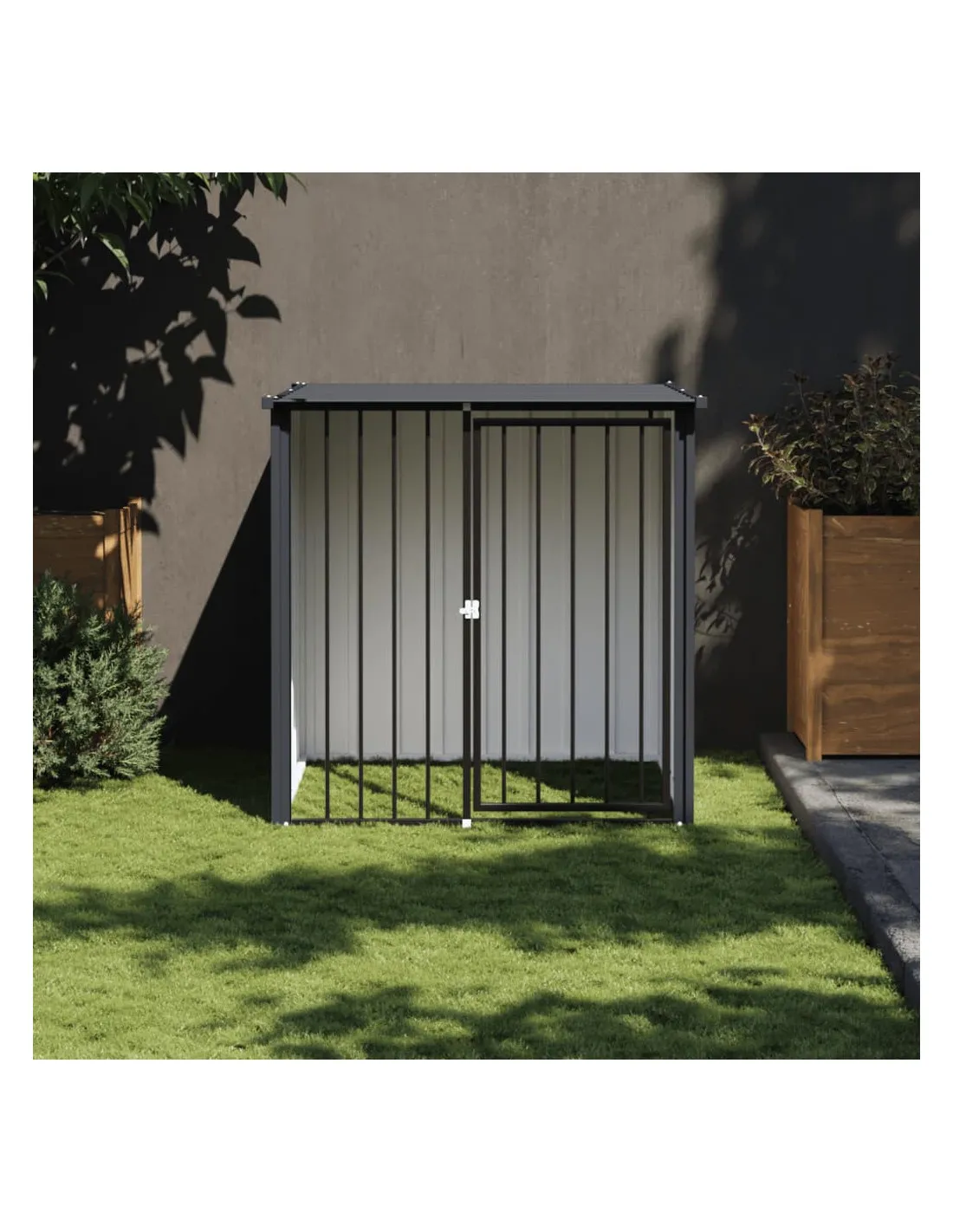 Niche en Métal Pour Chien Avec Toit Noir 110x103x109 cm