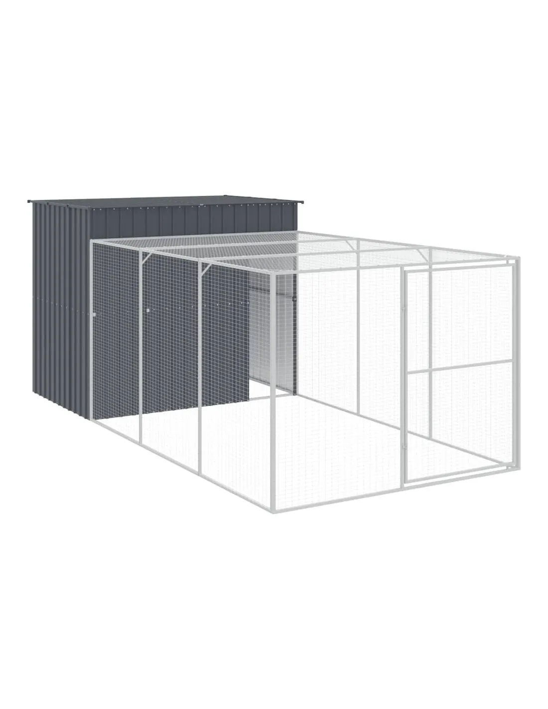 Niche Pour Chien en Métal Avec Enclos Anthracite 214x457x181 cm