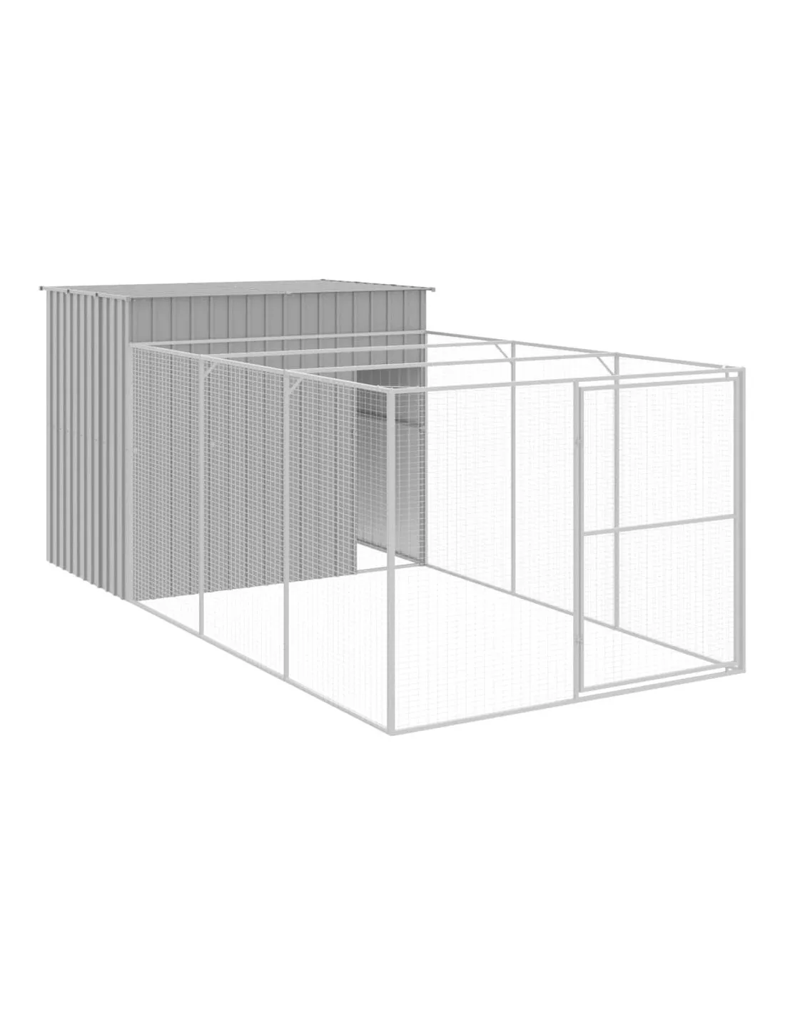 Niche Pour Chien en Métal Avec Enclos Gris Clair 214x457x181 cm
