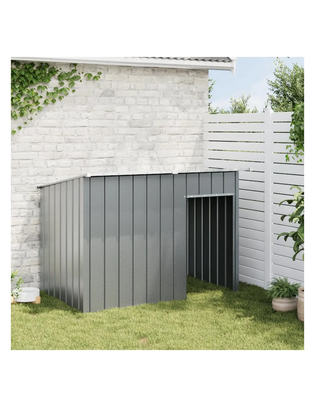 Niche Pour Chien en Métal Avec Toit Anthracite 153 x 91 x 110 cm