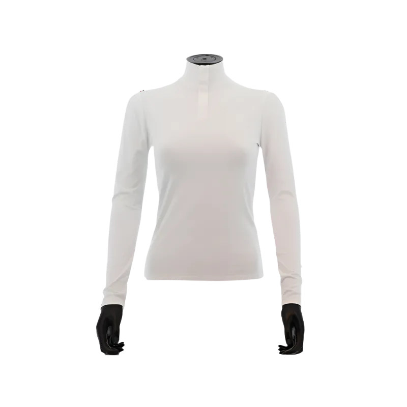 Pénélope - Polo manches longues Bruge galon bleu/ blanc/ rouge