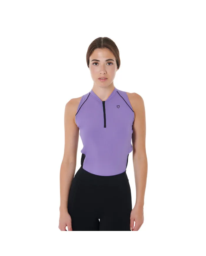 Polo donna slim fit da allenamento senza maniche