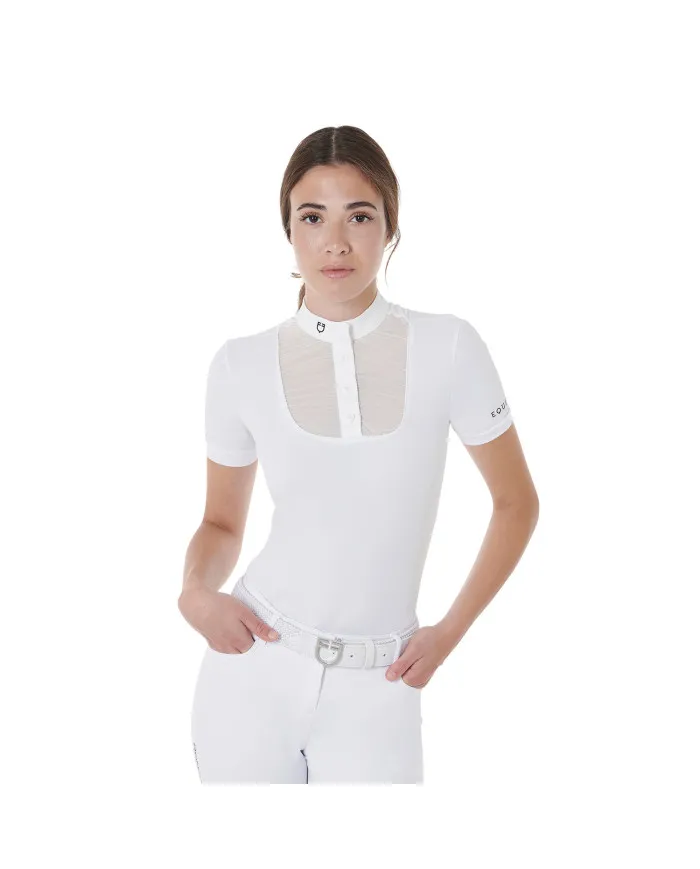 Polo donna slim fit manica corta con bottoni