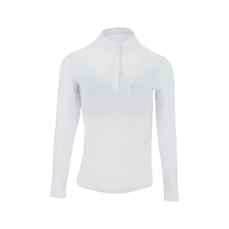 Equithème - Polo manches longues Pékin blanc