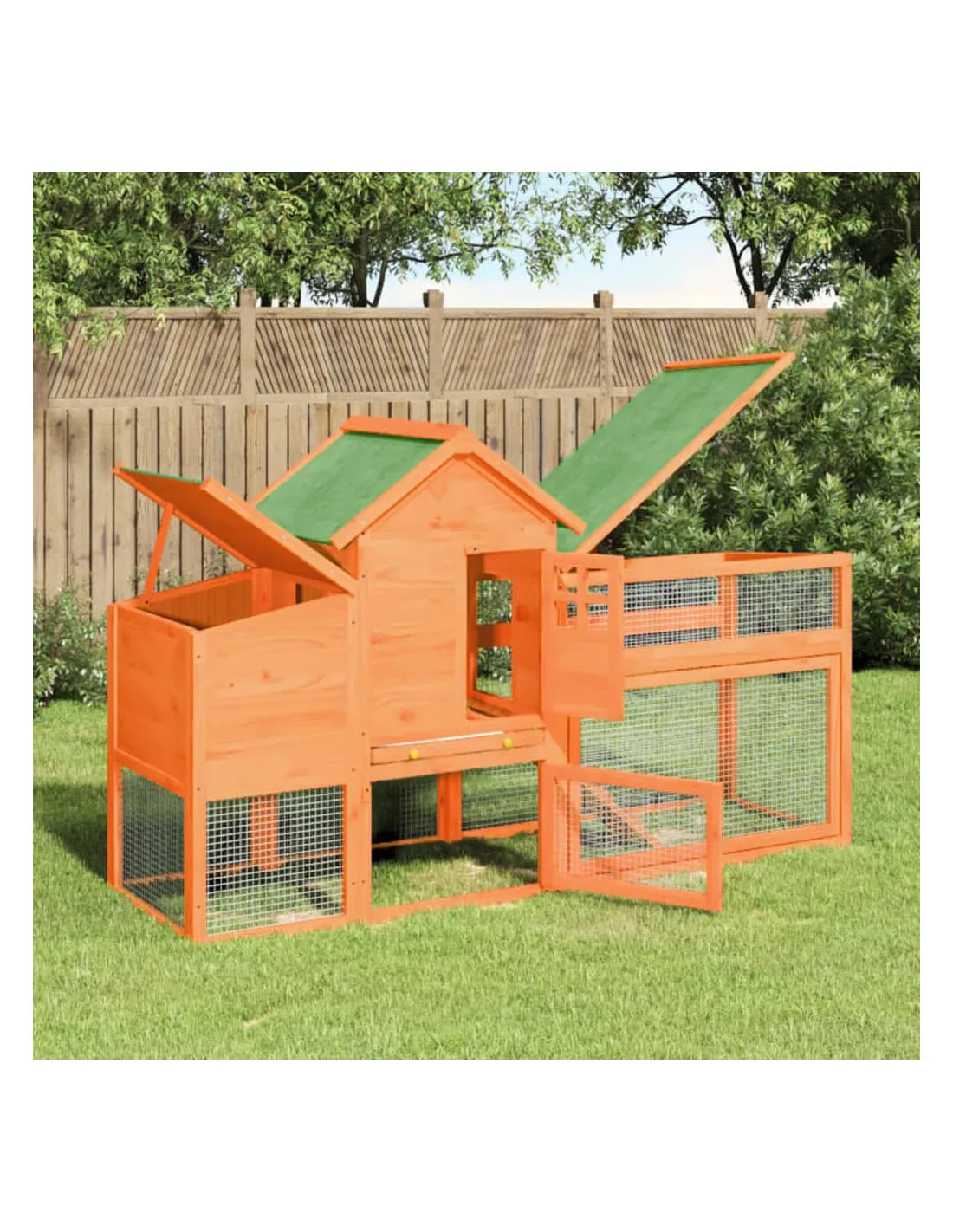 Poulailler 2-4 Poules avec Enclos Bois Massif de Pin