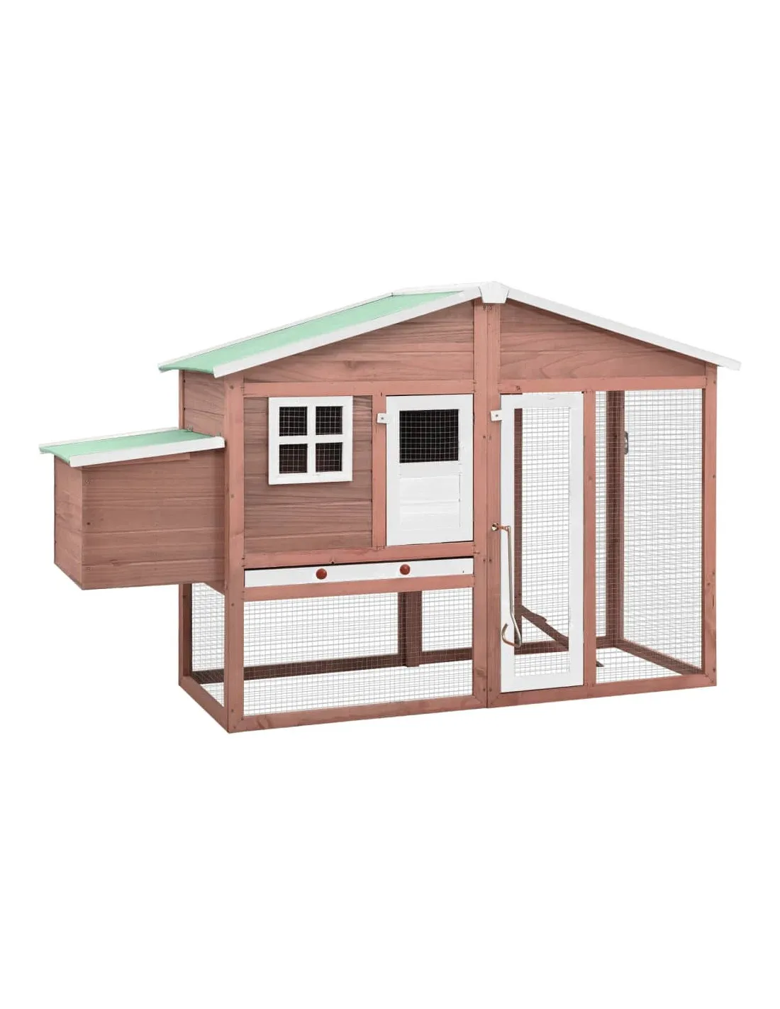 Poulailler avec Enclos Bois de Sapin Massif 191 x 67 x 117 cm