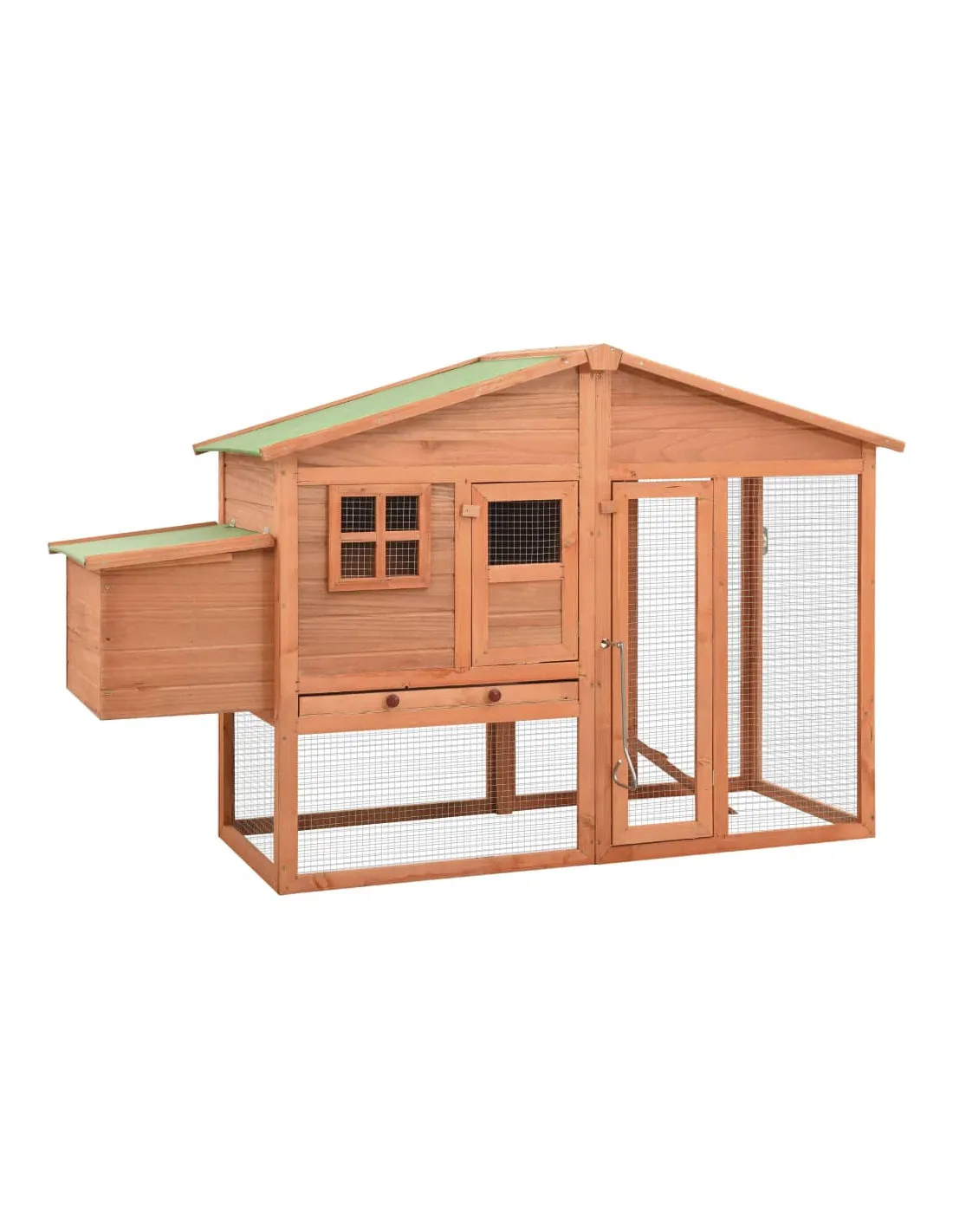 Poulailler avec Enclos en Bois avec Nichoir et Rampe 191 cm