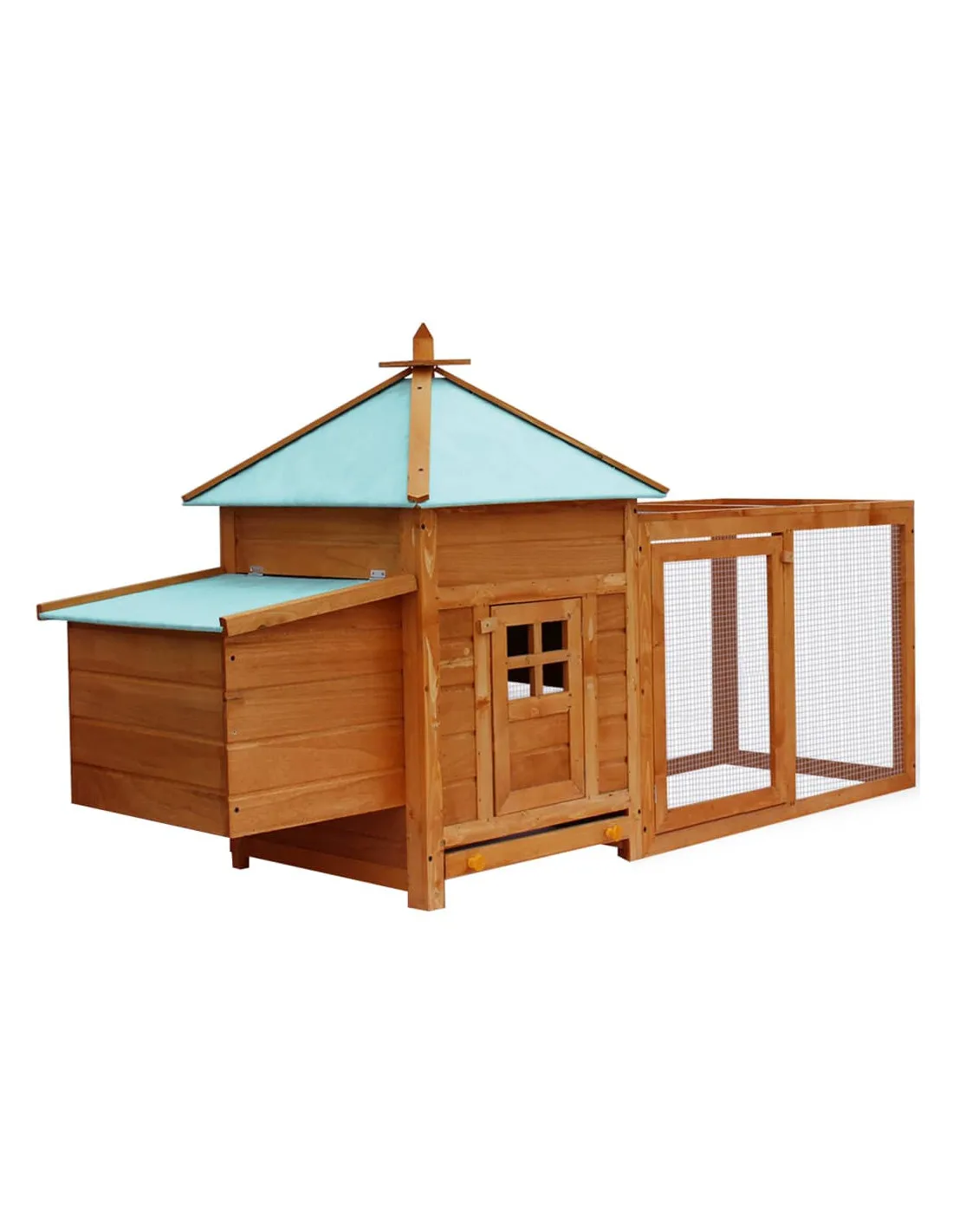 Poulailler avec Enclos Extérieur avec Nichoir et Enclos