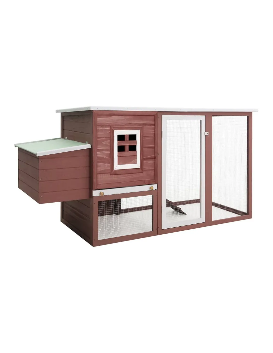 Poulailler Cabestany Poulailler avec Enclos en Bois de Pin Café