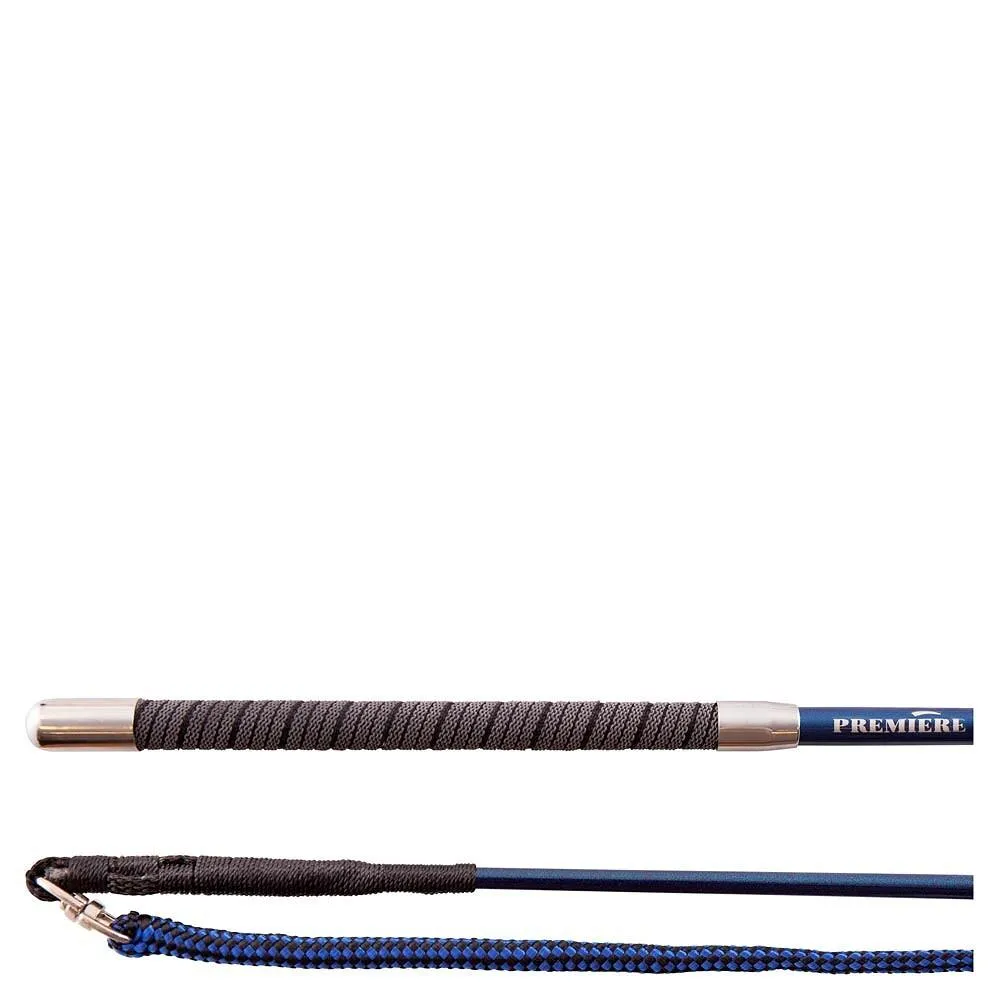 Chambrière équitation metallic carbon avec manche antidérapante Leda