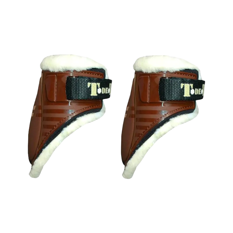 TdeT - Protèges boulet doublé mouton synthétique marron foncé