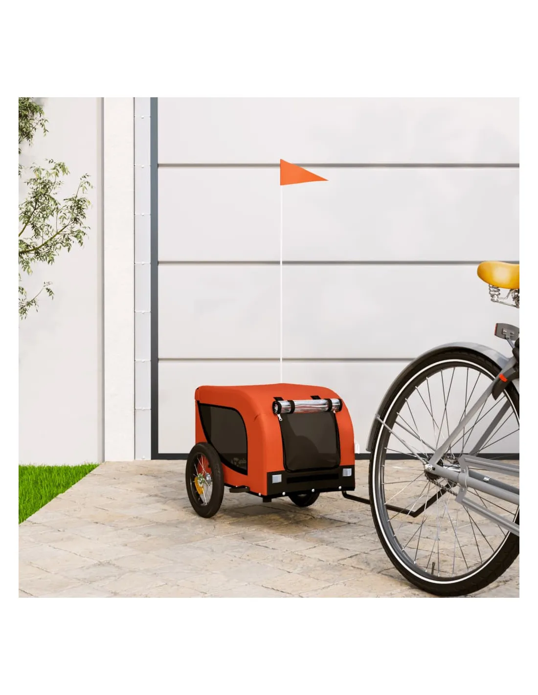 Remorque Vélo Animaux 124 x 53 x 53 cm Orange Noir