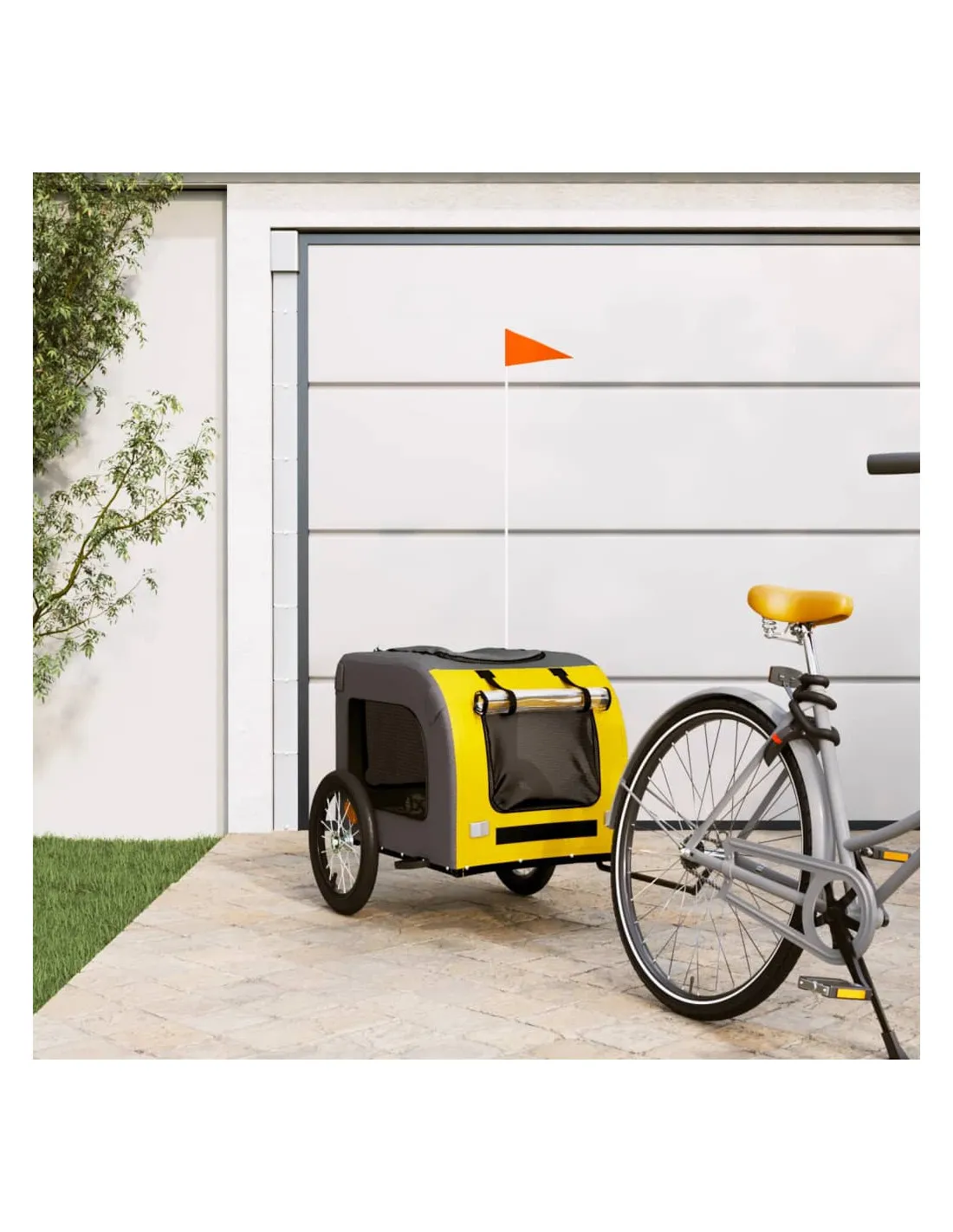 Remorque Vélo Animaux 125 x 64 x 66 cm Jaune Gris
