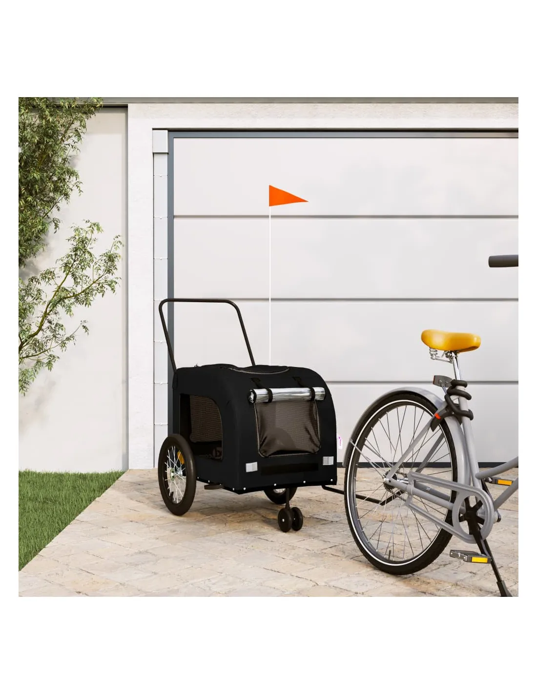 Remorque Vélo Animaux 63x121x65 cm Noir