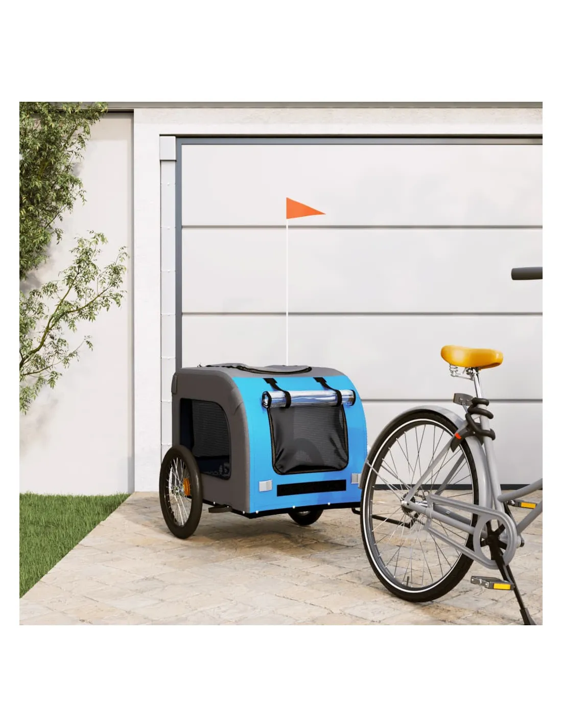 Remorque Vélo Animaux Bleu et Gris 69x133,5x73,5 cm