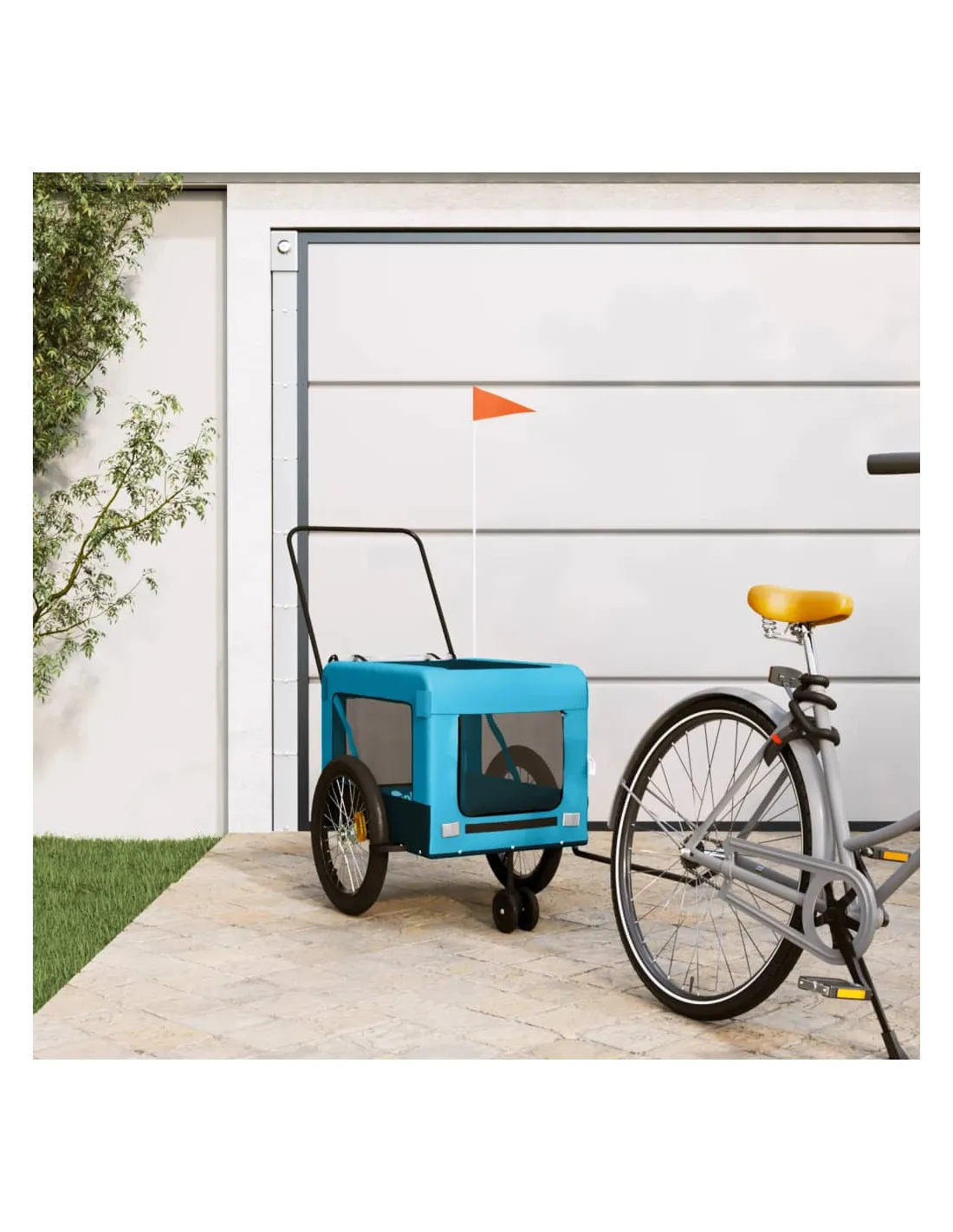 Remorque Vélo Animaux Bleu et Noir 135x68,5x73,5 cm