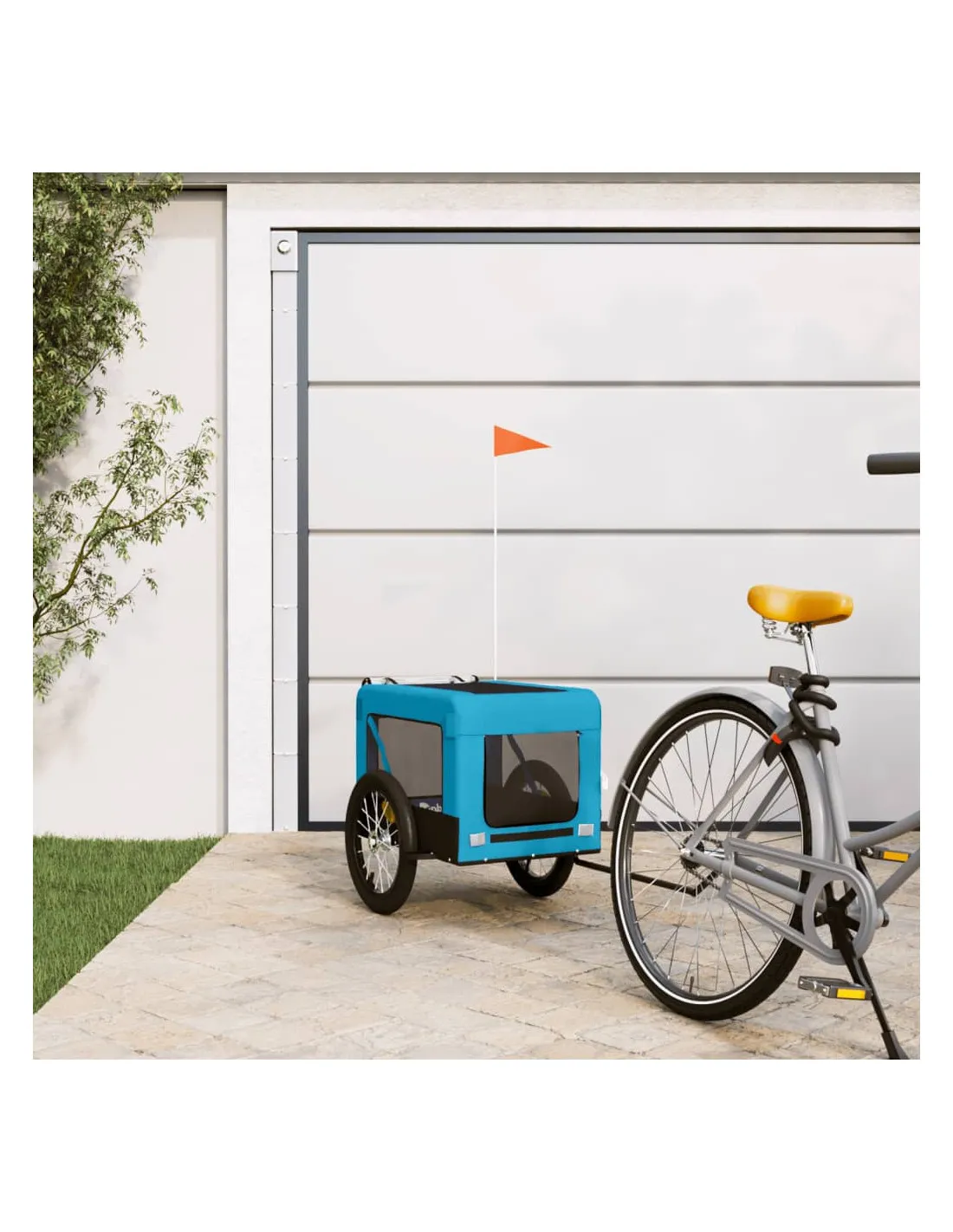 Remorque Vélo Animaux Bleu et Noir 63x123x66 cm