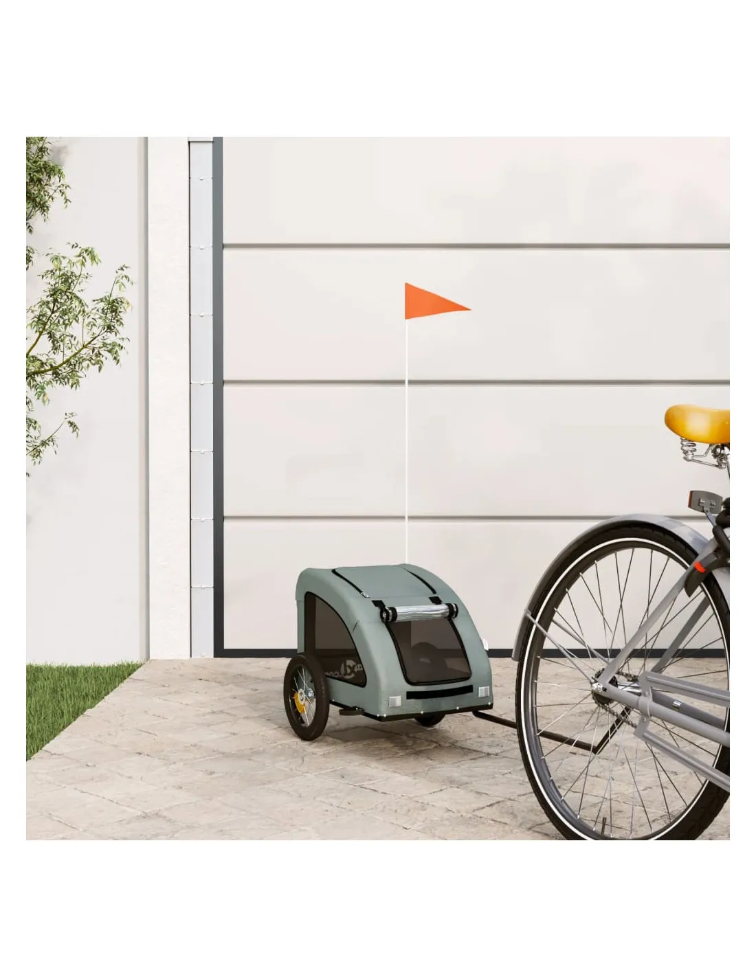 Remorque Vélo Animaux Gris 124x53x53 cm