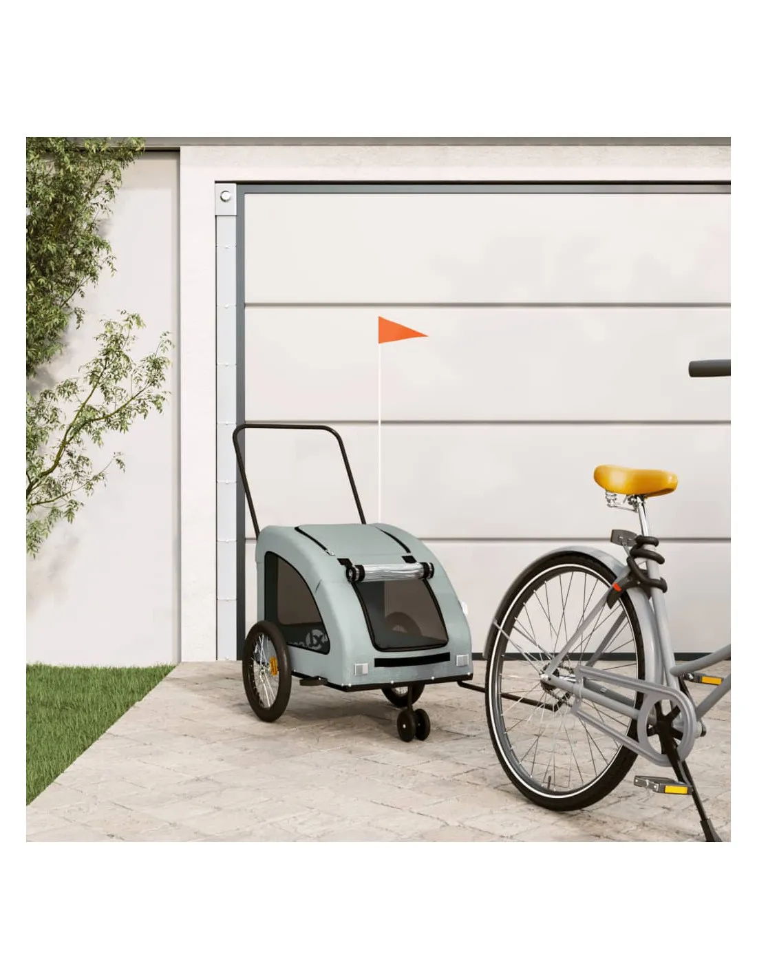 Remorque Vélo Animaux Gris 137x68x72 cm