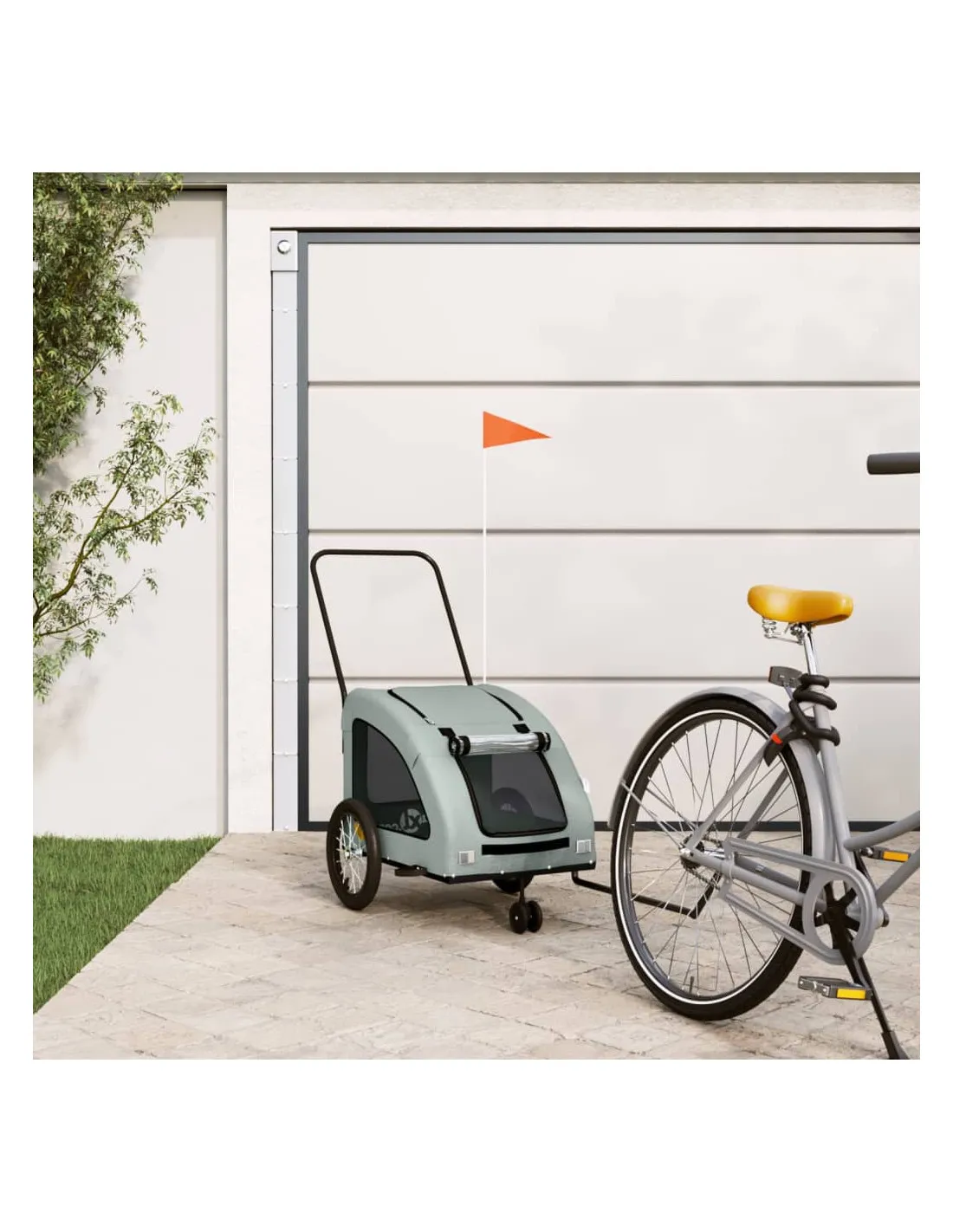 Remorque Vélo Animaux Gris 63,5 x 124,5 x 66 cm