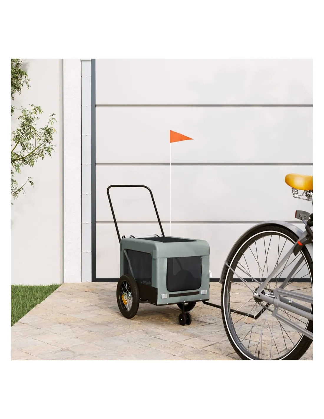 Remorque Vélo Animaux Gris et Noir 120x54,5x53 cm