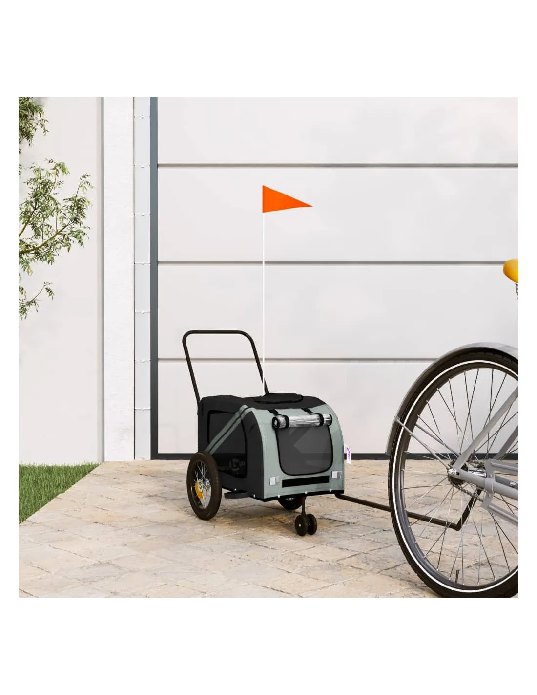 Remorque Vélo Animaux Gris et Noir 122x52x53 cm