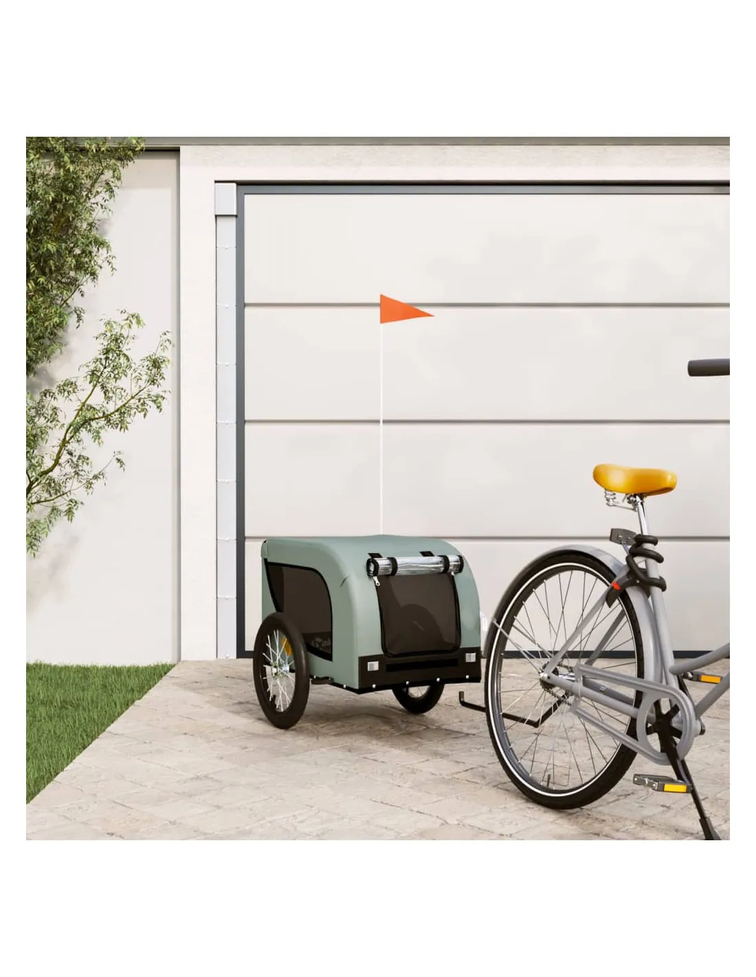 Remorque Vélo Animaux Gris et Noir 124x65x66 cm