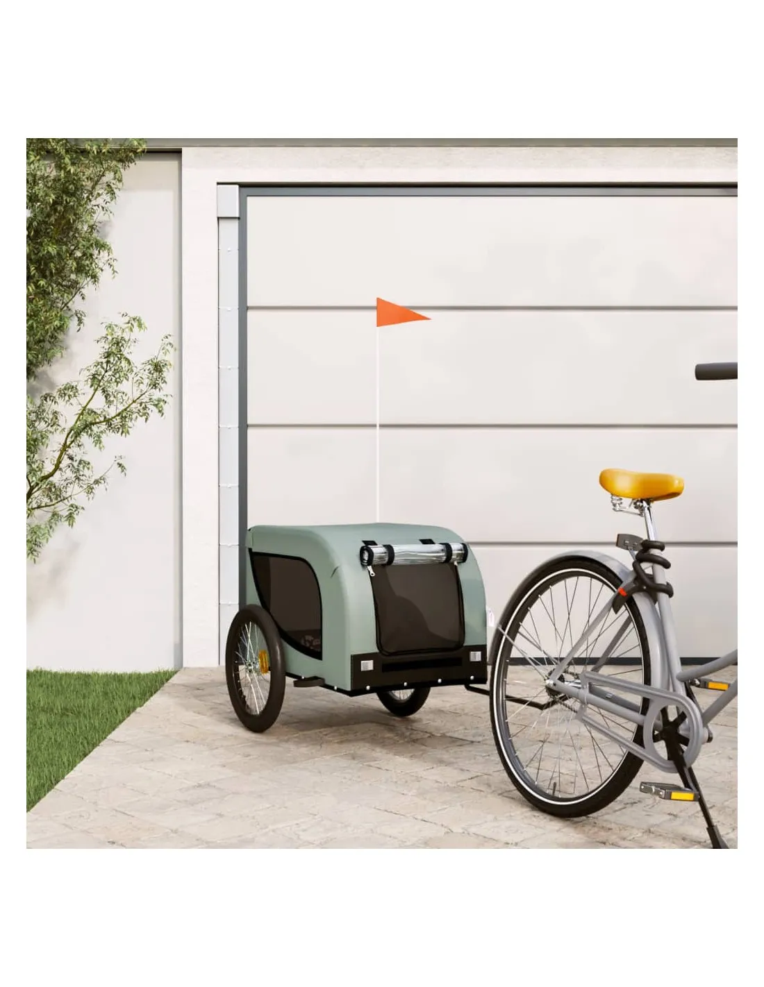 Remorque Vélo Animaux Gris et Noir 133x69x73,5 cm