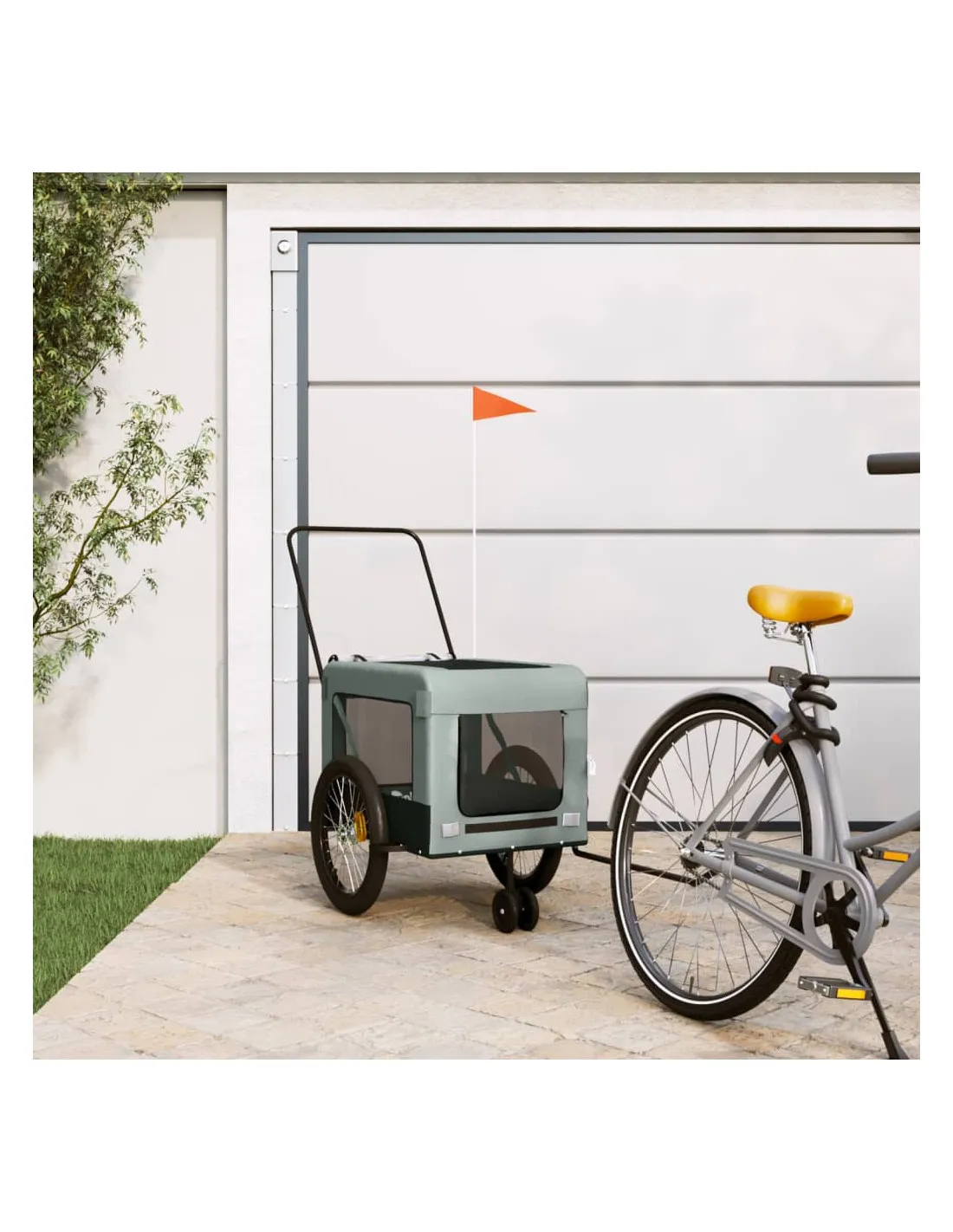 Remorque Vélo Animaux Gris et Noir 135x68,5x73,5 cm