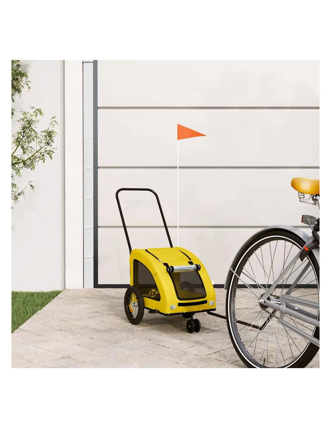 Remorque Vélo Animaux Jaune 125x52x53 cm