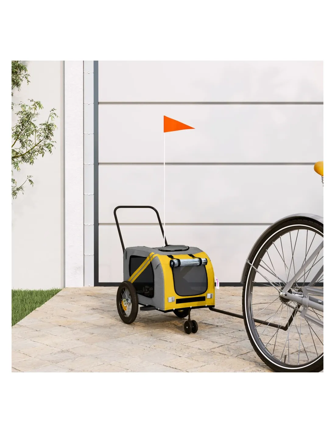 Remorque Vélo Animaux Jaune et Noir 122x52x53 cm