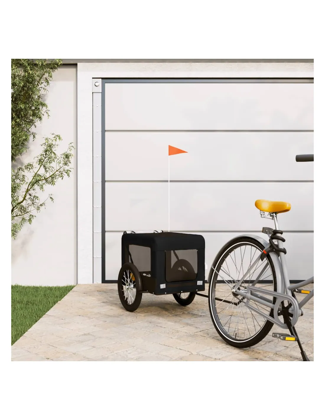Remorque Vélo Animaux Noir 63x123x66 cm