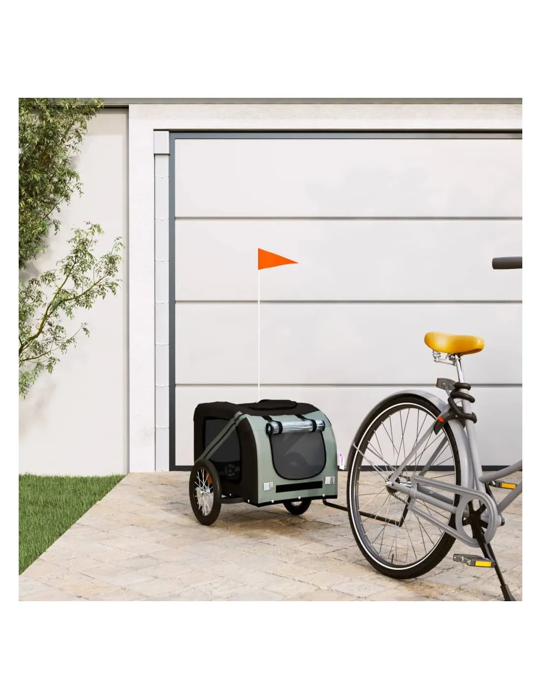 Remorque Vélo Animaux Noir et Gris 125x63x66 cm