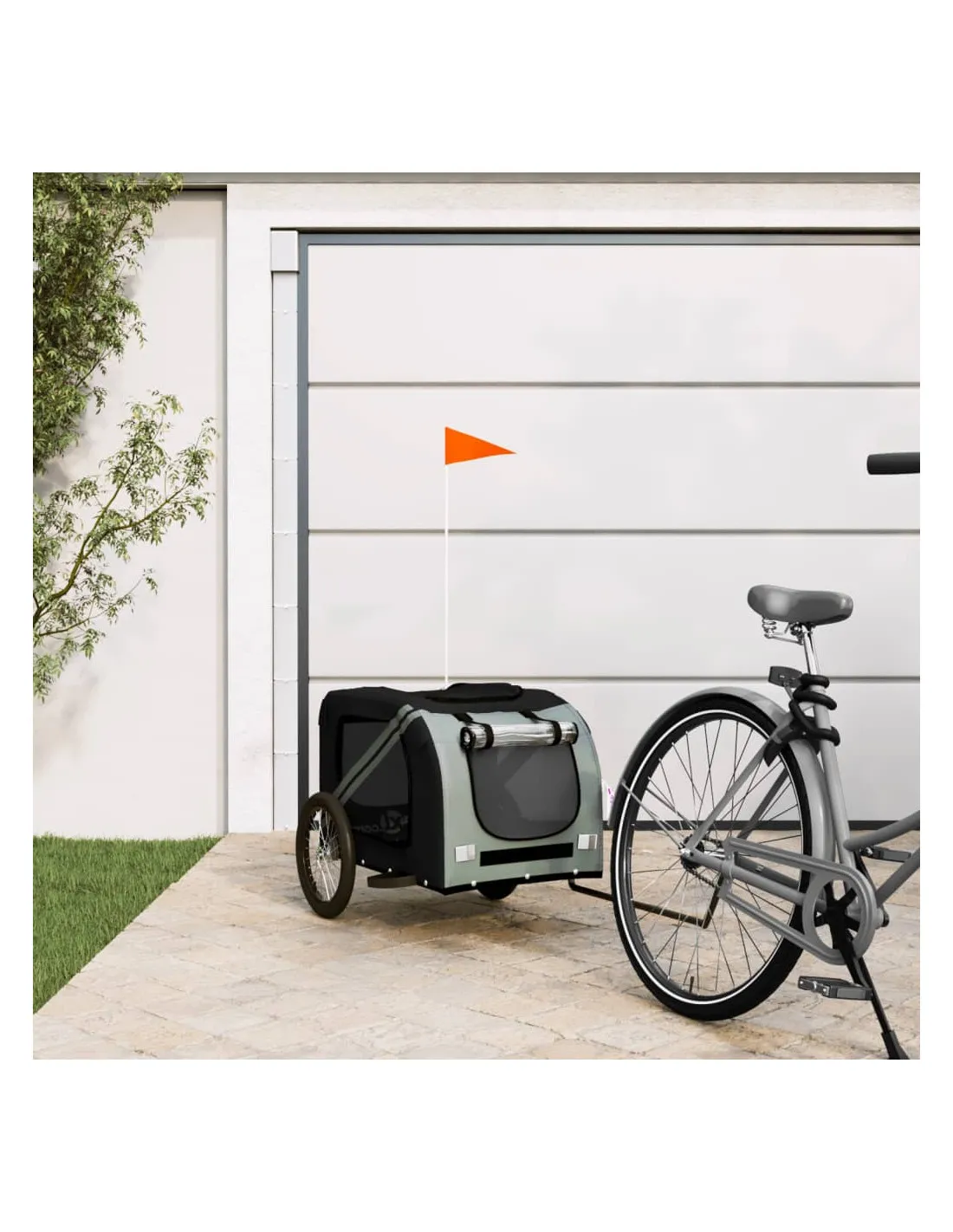 Remorque Vélo Animaux Noir et Gris 133,5x69x73,5 cm