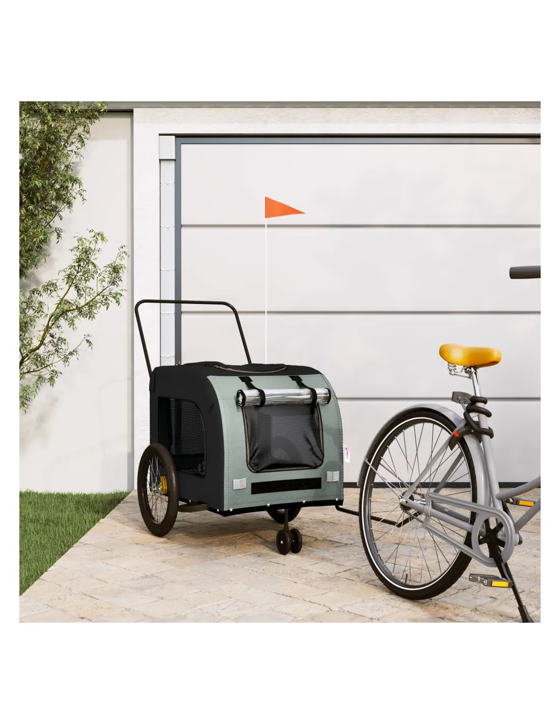 Remorque Vélo Animaux Noir et Gris 68x134x73 cm