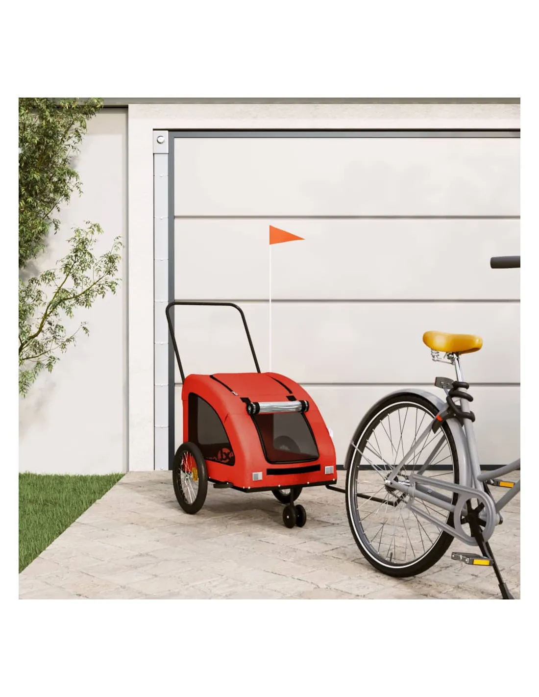 Remorque Vélo Animaux Orange et Gris 137x68x72 cm