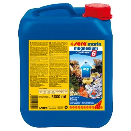 Sera marin component 6 magnesium 5 litres contient du magnésium, un élément essentiel.