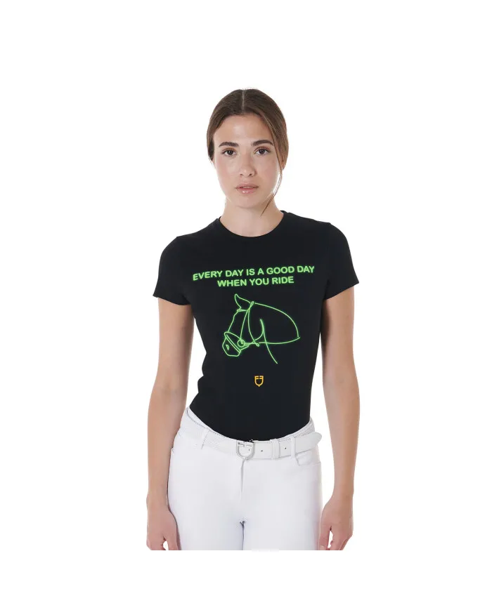 T-shirt donna slim fit con stampa fluorescente