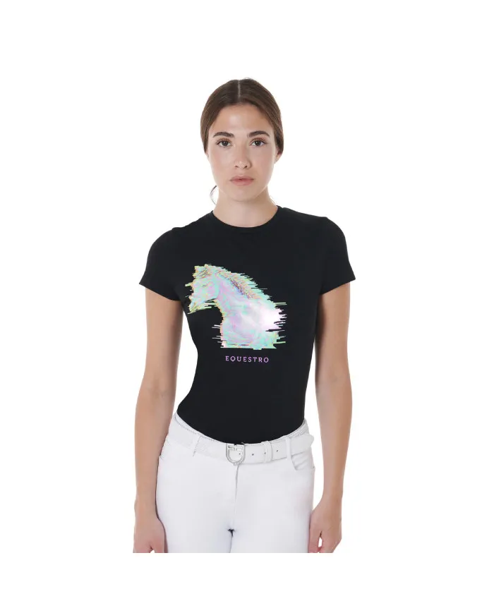 T-shirt femme fit slim imprimé cheval
