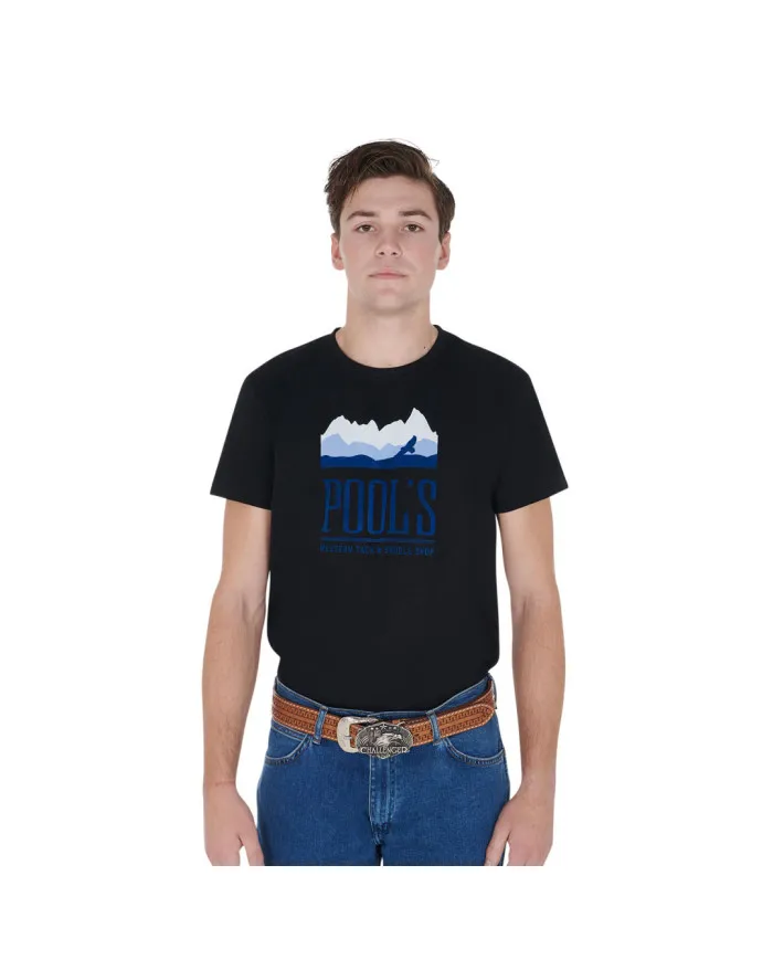 T-shirt Uomo in Cotone Con Stampa Paesaggio Montuoso