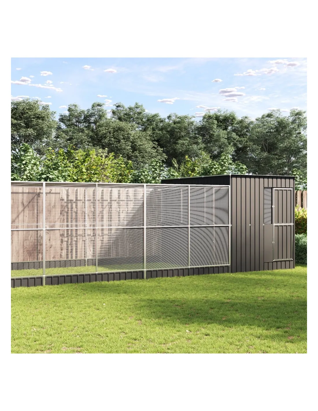 (Taille 3) Volière de Jardin en Acier Galvanisé avec Abri Volière Métal