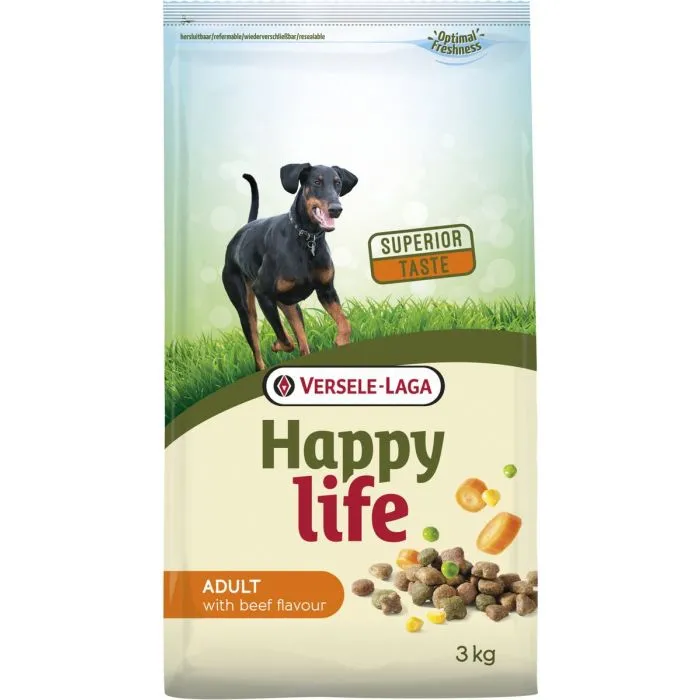 Happy Life Adult Croquettes pour Chiens au Boeuf 3kg